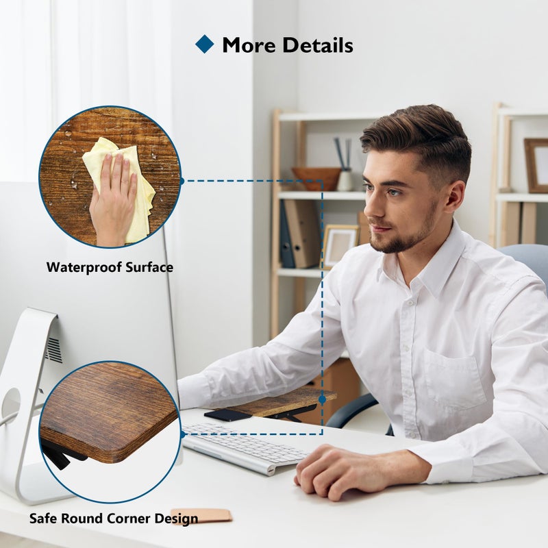 BONTEC Ergonomic Desk Extender Tray, 9.5"x9.1" Table Mount Arm Wrist Rest Shelf, 90Â° Foldable Elbow Support, Clamp on Computer Arm Rest for Desk, Office & Home Use, Durable & Easy to Install - Image 4
