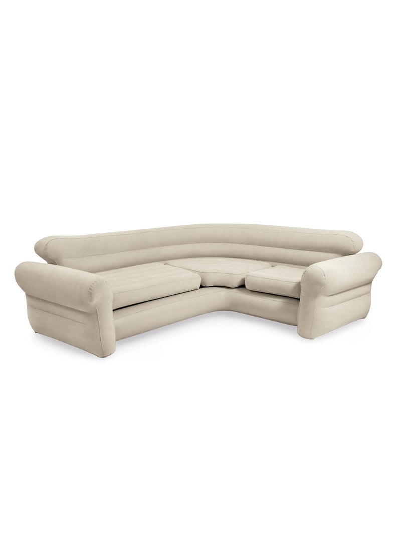INTEX Inflatable Air Corner Sofa 4 Seats  Luxurious Soft Beige for Comfort and Style 257x203x76cm - Image 1