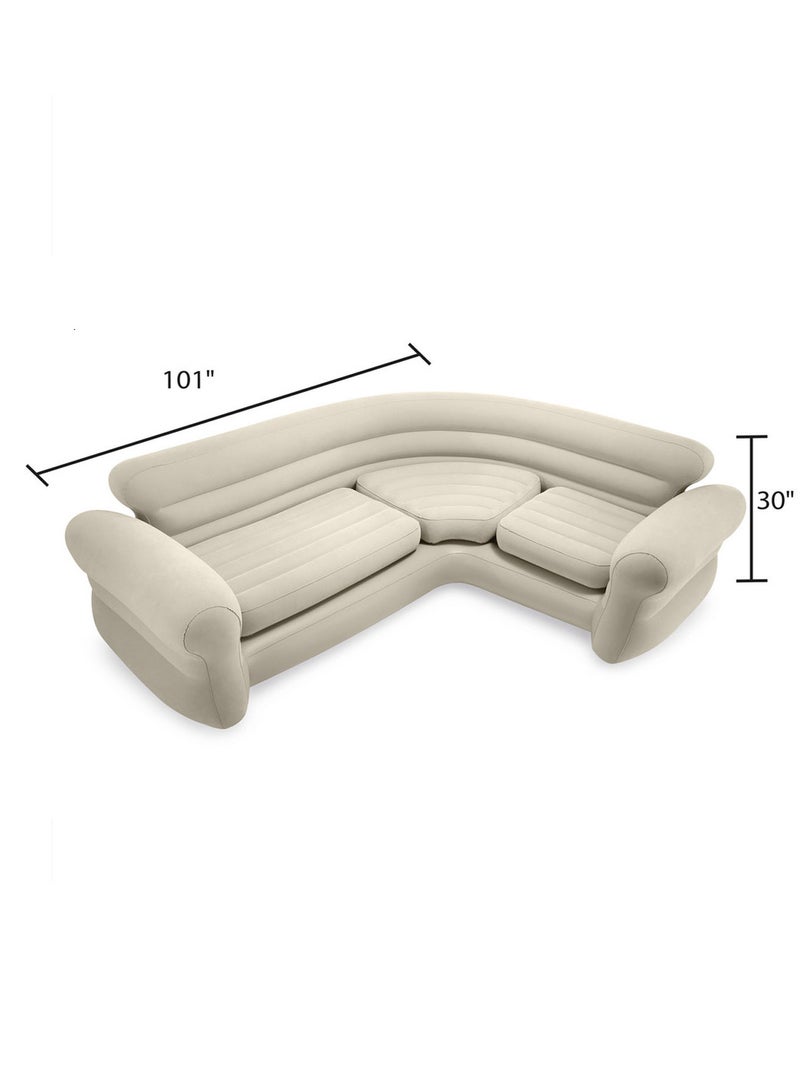 INTEX Inflatable Air Corner Sofa 4 Seats  Luxurious Soft Beige for Comfort and Style 257x203x76cm - Image 2