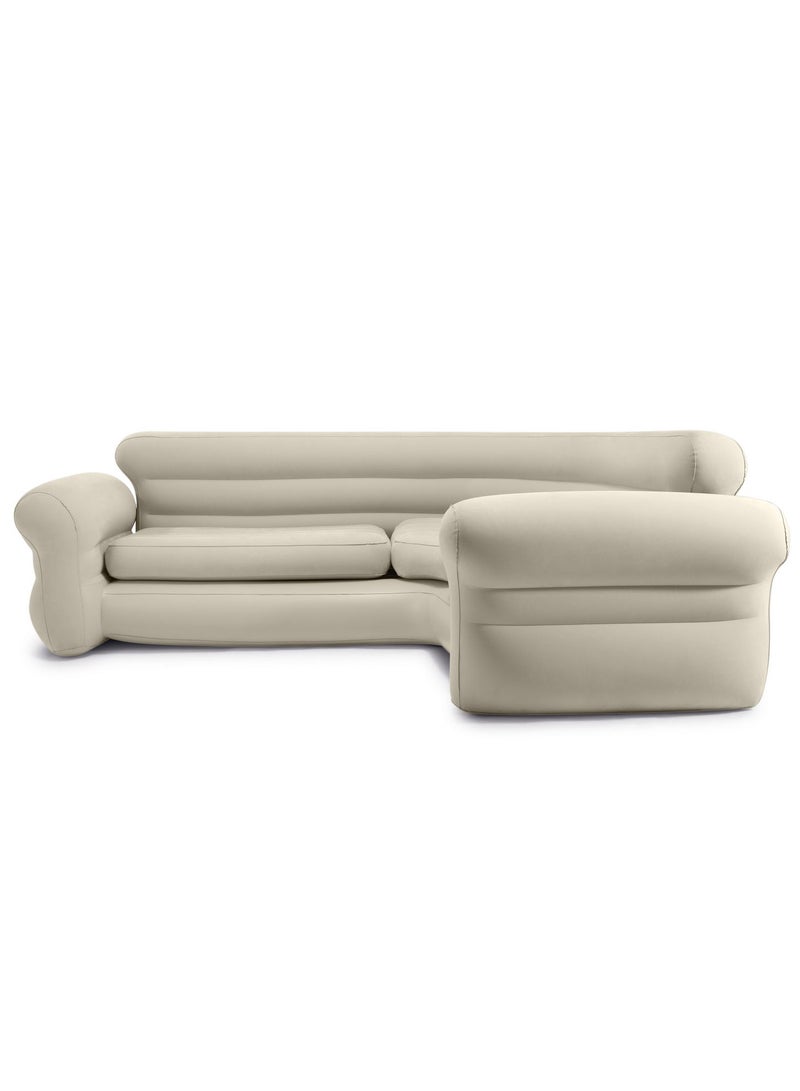 INTEX Inflatable Air Corner Sofa 4 Seats  Luxurious Soft Beige for Comfort and Style 257x203x76cm - Image 5
