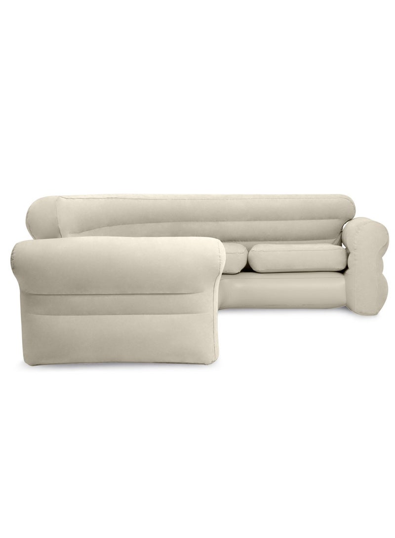 INTEX Inflatable Air Corner Sofa 4 Seats  Luxurious Soft Beige for Comfort and Style 257x203x76cm - Image 4