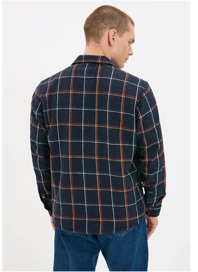 trendyol Navy Blue Regular Fit Long Sleeve Double Pocket Winter Lumberjack Checkered Shirt TMNAW20GO0485  - Image 4