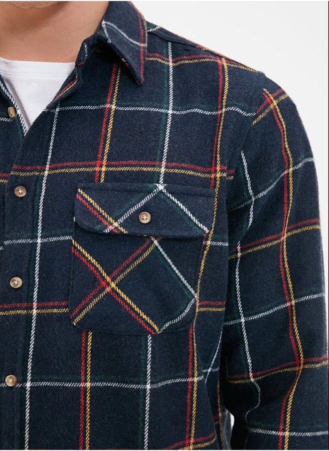 trendyol Navy Blue Regular Fit Long Sleeve Double Pocket Winter Lumberjack Checkered Shirt TMNAW20GO0485  - Image 3