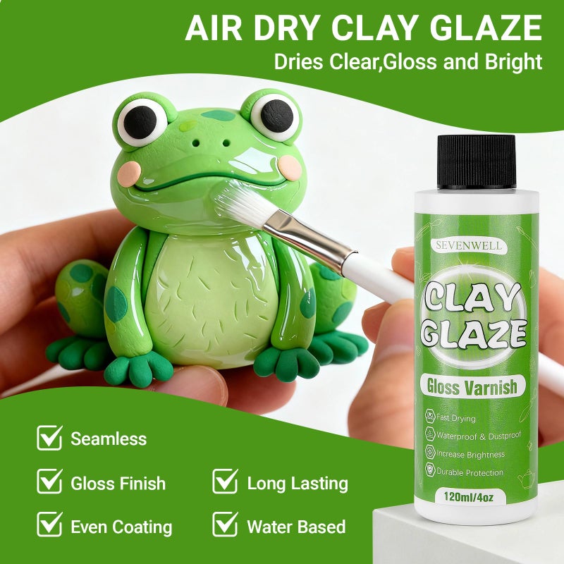 SEVENWELL 240ml Air Dry Clay Glaze, Gloss Clay Varnish Used for Preventing Clay from Surface Wear, Cracking, Scratches, Sealer for Air Dry Clay, Polymer Clay, ResinCrete, Pottery, Acrylic Paint - Image 5
