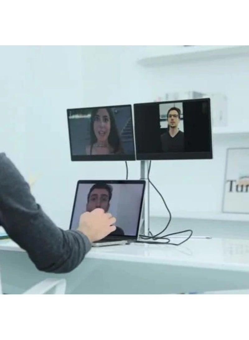 ڤي2كوم محطة العمل المحمولة V2COM Z2 موسع لابتوب بثلاث شاشات شاشات IPS كاملة الوضوح مقاس 14 بوصة USB-C و HDMI إعداد شاشات متعددة قابل للطي - Image 3