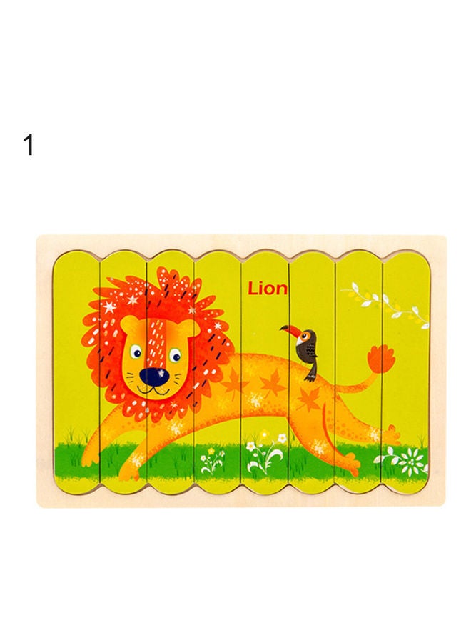 Lion Themed Wooden Double-Sided Puzzle - Image 1