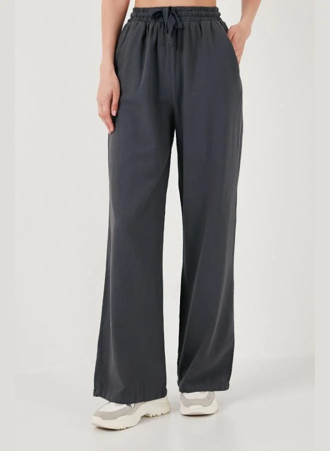 Lela Lela Cotton Relaxed Fit High Waist Wide Leg Trousers Women's Pants 668YP5118