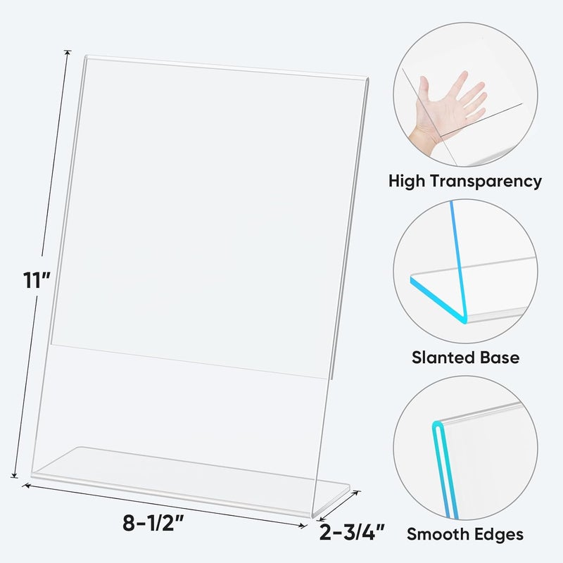 TPGP TICONN 8.5 x 11 Acrylic Sign Holder, L Shape Clear Sign Holder Stand for Displaying, 12 Pack - Image 4