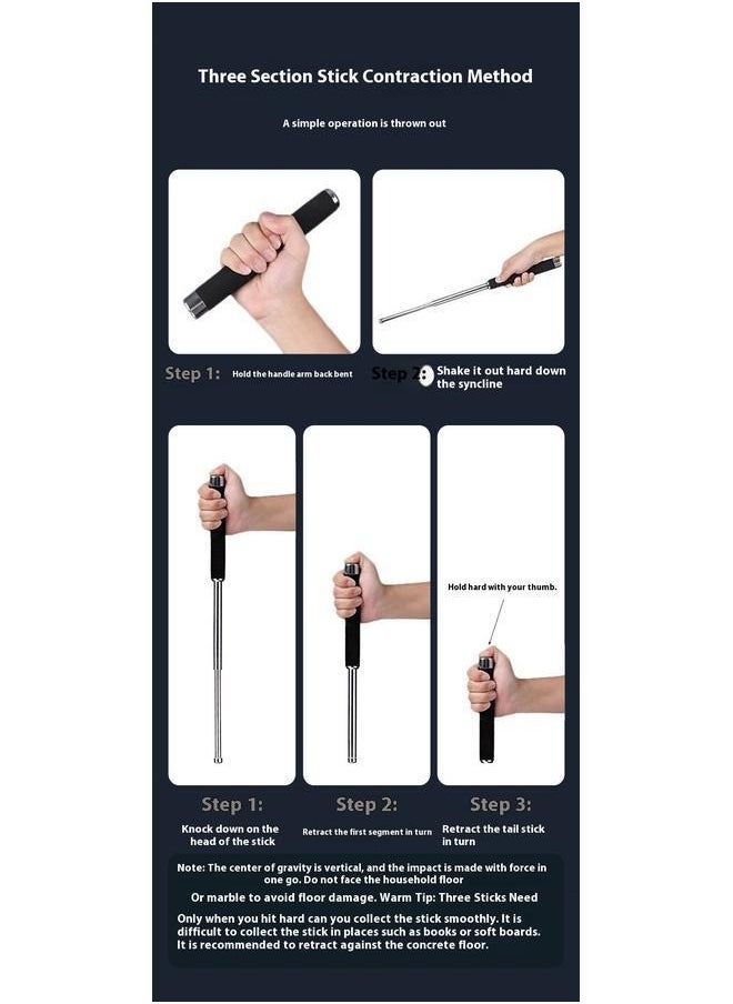 Generic - Portable Multifunctional Self Défense Stick 54cm，Stainless Steel Extendable Retractable Baton Portable Guide Flag Pole for Tour Guides Teacher Pointer, Black - Image 1