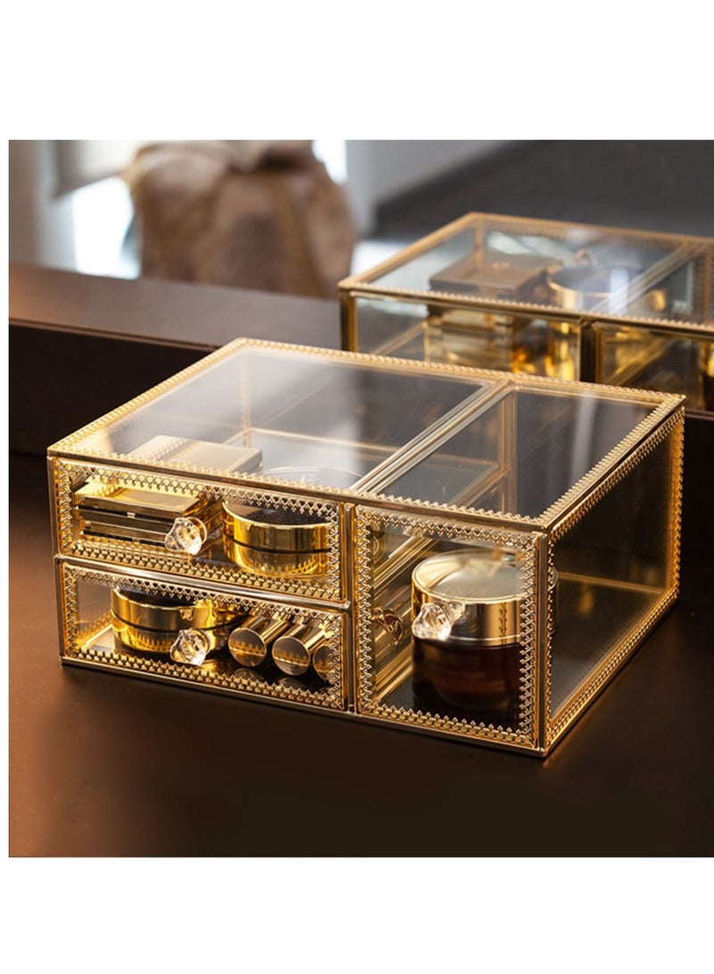 A makeup, accessories, or glass organizer with golden metal corners, the ultimate in elegance and luxury. With 3 drawers - Image 2