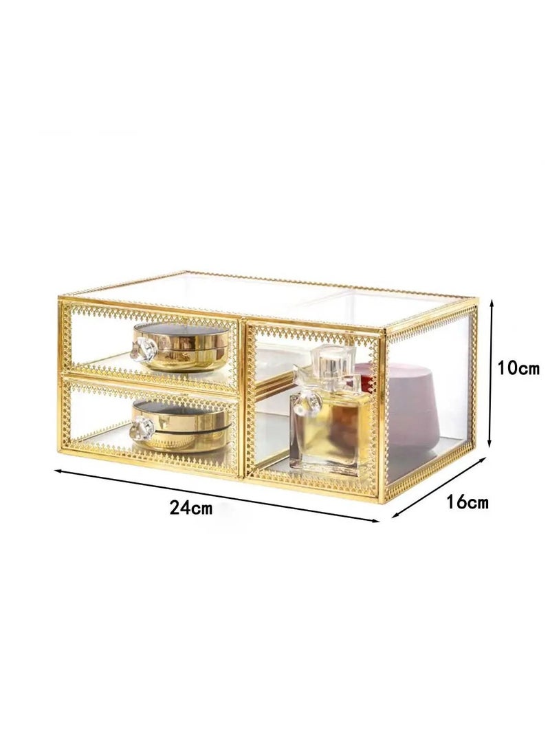 A makeup, accessories, or glass organizer with golden metal corners, the ultimate in elegance and luxury. With 3 drawers - Image 5