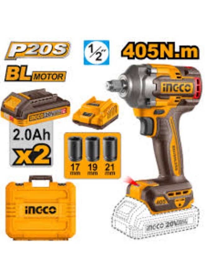 INGCO 405Nm Cordless Drill with Bit Set, 2 Batteries and Charge - Image 3