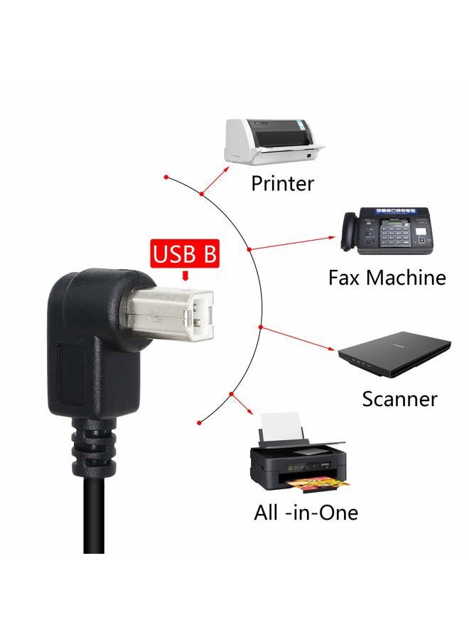 SinLoon USB 2.0 Type-B Printer Cable,(2-Pack) USB 2.0 B Female to Left Angle B Male Printer Short Extension Cable,for Printer, Scanner, Mobile HDD and More (Left 2) - Image 4