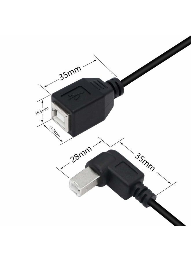 SinLoon USB 2.0 Type-B Printer Cable,(2-Pack) USB 2.0 B Female to Left Angle B Male Printer Short Extension Cable,for Printer, Scanner, Mobile HDD and More (Left 2) - Image 3