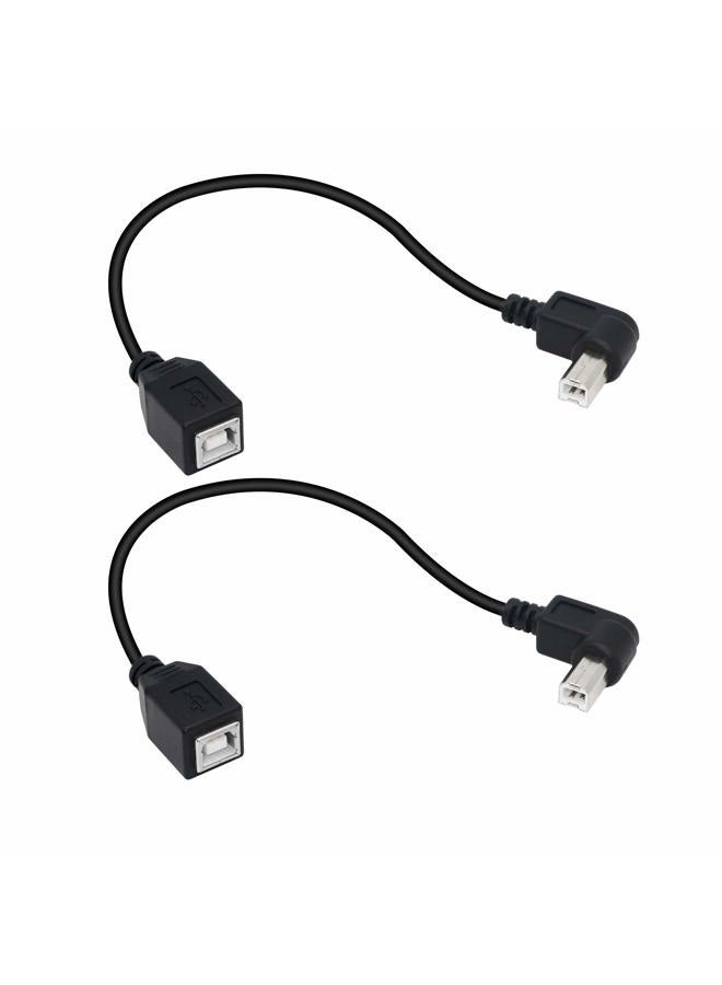 SinLoon USB 2.0 Type-B Printer Cable,(2-Pack) USB 2.0 B Female to Left Angle B Male Printer Short Extension Cable,for Printer, Scanner, Mobile HDD and More (Left 2) - Image 1