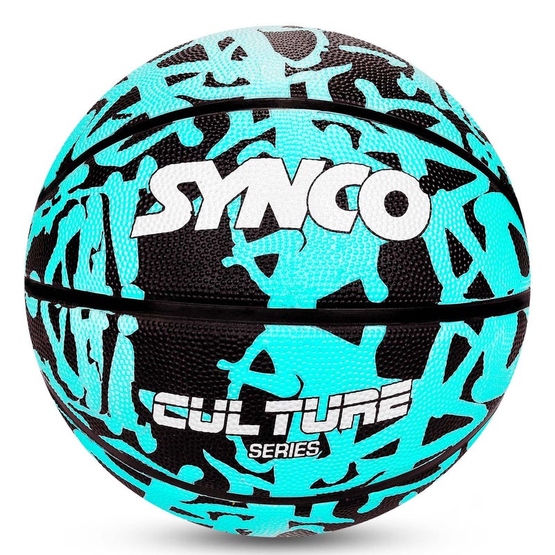 synco Culture Basketball Size-7 | Men Official Size | Moulded Technology | 8 Panel | Suitable for Indoor & Outdoor Games (Blue Black) - Image 1