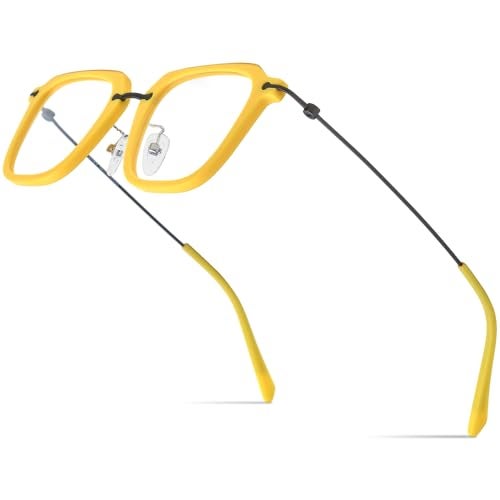 FONEX Acetate Titanium Glasses Frame Men 2024 New Square Eyeglasses Spectacles Eyewear F85843 F85843 Yellow - Image 1