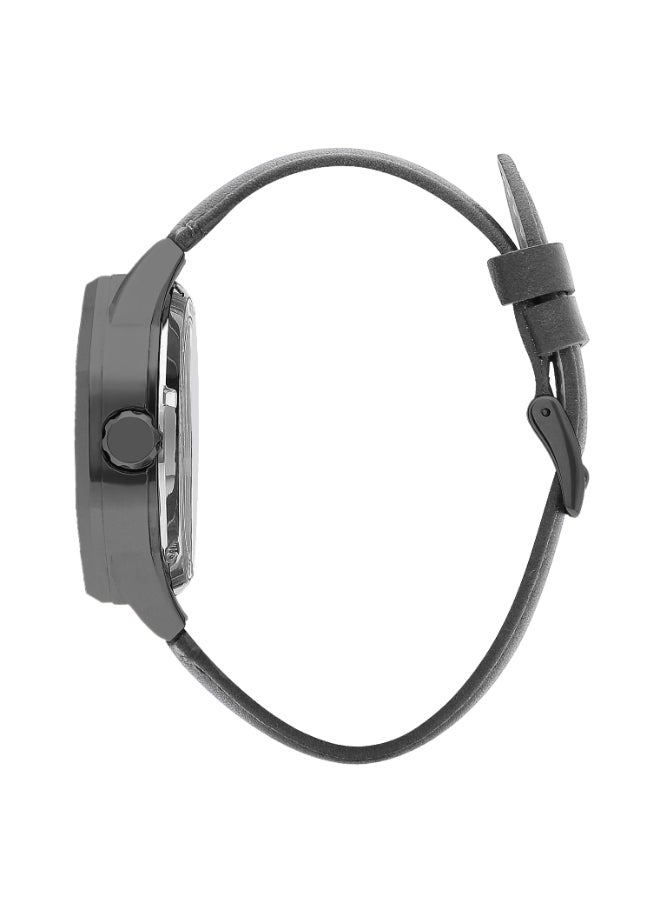 Lee Cooper Men's G3265 Movement Watch, Automatic Display and Leather Strap - LC07904.061, Grey