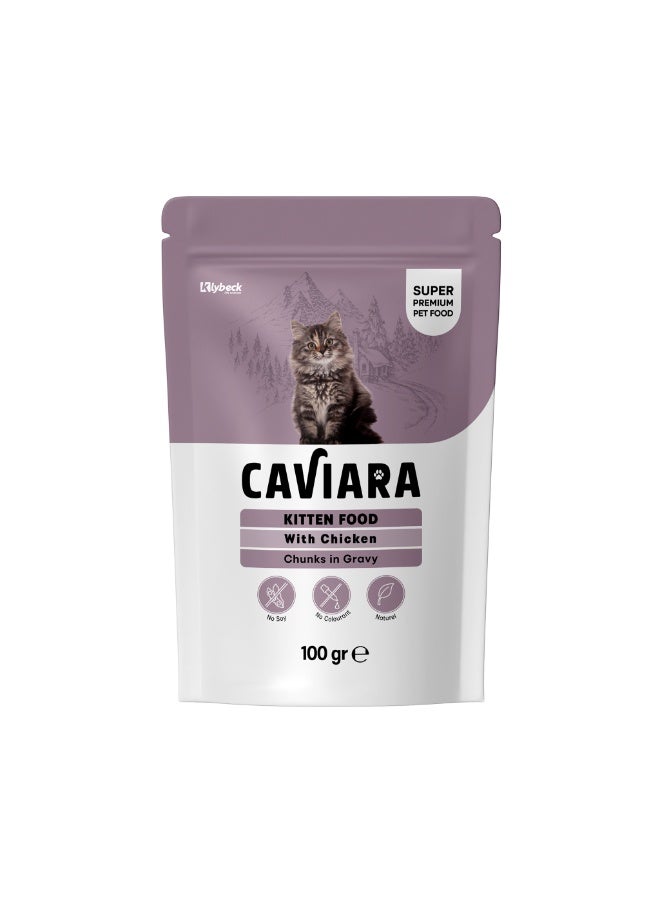 Caviara Pouch for Kitten with  Chicken  Chunks in Gravy 100g