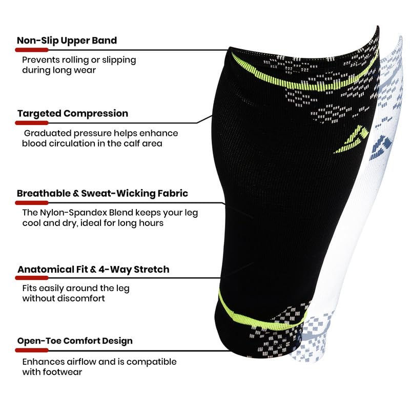 ACTIFIT جوارب ضغط الساق للرجال والنساء، دعم العضلات للجري، آلام الساق، التورم والتعافي، قماش خفيف الوزن وقابل للتنفس، متعدد الألوان، حجم L، عبوة من 1 - Image 2