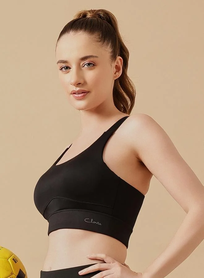 كلوفيا Black Padded High-Impact Sports Bra