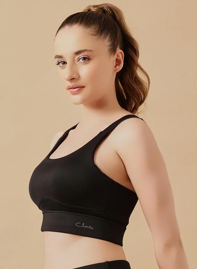 Clovia  Black Padded High-Impact Sports Bra for Women | Best Price UAE