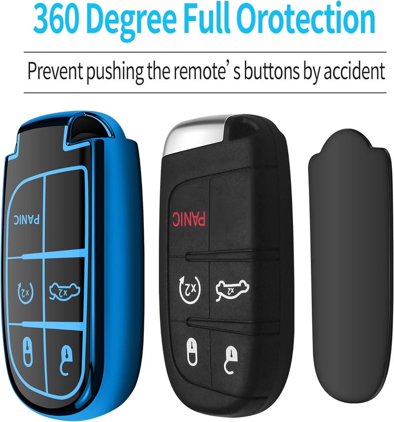 Tukellen Soft TPU Key Fob Cover for Jeep and Chrysler Models - Blue - Image 4