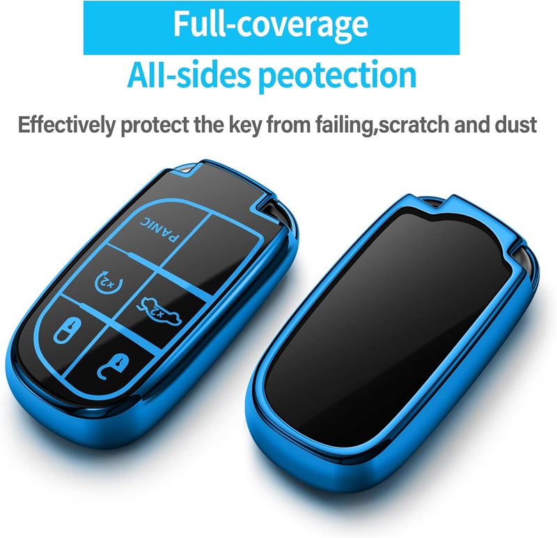 Tukellen Soft TPU Key Fob Cover for Jeep and Chrysler Models - Blue - Image 3
