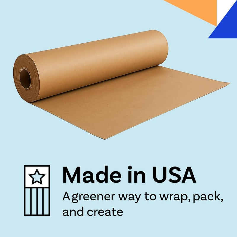 TapeManBlue Kraft Paper Roll, 36" x 2400" (200'), Made in USA, 30 lb. Roll of Brown Paper for Banner, Poster, Crafts, Bulletin Board Backing, Kraft Table Cloth, Brown Construction for Shipping and Gift Wrapping - Image 5