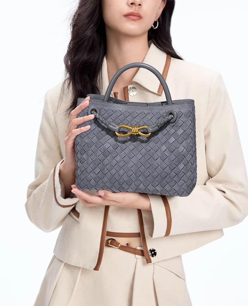 Niction Suede Woven Tote Bag for Women PU Leather Hobo Bags Casual Crossbody Purse Shoulder Satchel Bag Top Handle Tote Handbag - Image 2