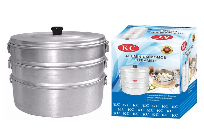 KC Aluminium Momos Steamer 3 Tier | Capacity 3 Liters | Diamm: 8 Inches - Image 2