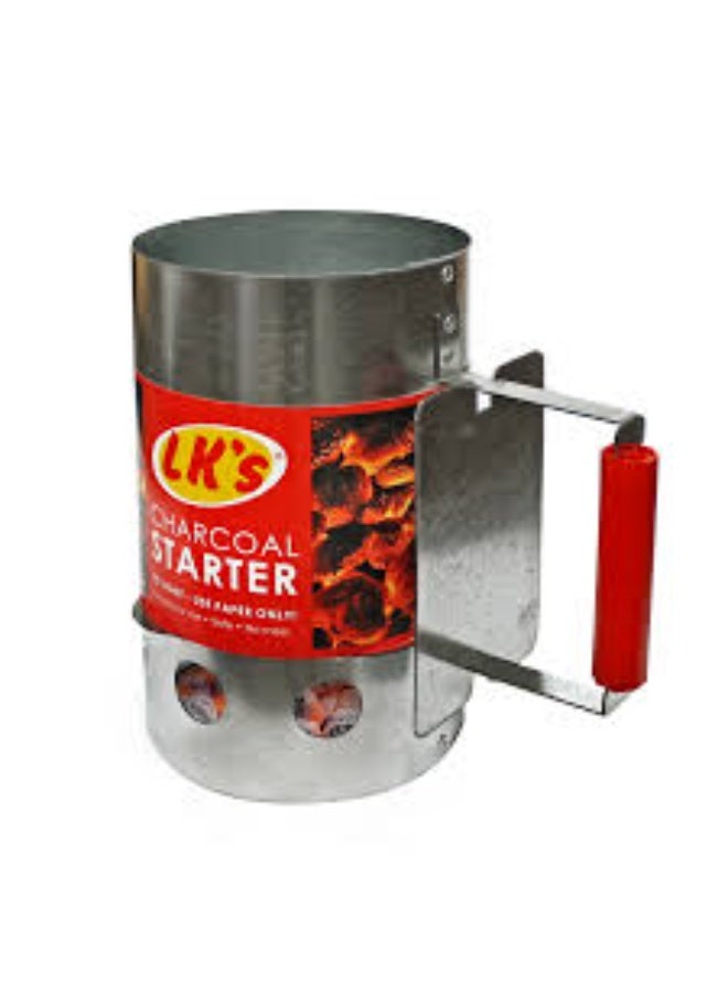 LK's Heavy-Duty Charcoal Chimney Starter – Compact BBQ Charcoal Igniter with Heat Shield and Polypropylene Handle – Easy-to-Use Grill Tool for Quick Charcoal Lighting – Black Mild Steel - Image 1