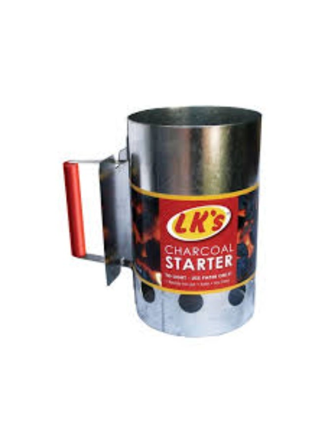 LK's Heavy-Duty Charcoal Chimney Starter – Compact BBQ Charcoal Igniter with Heat Shield and Polypropylene Handle – Easy-to-Use Grill Tool for Quick Charcoal Lighting – Black Mild Steel - Image 2