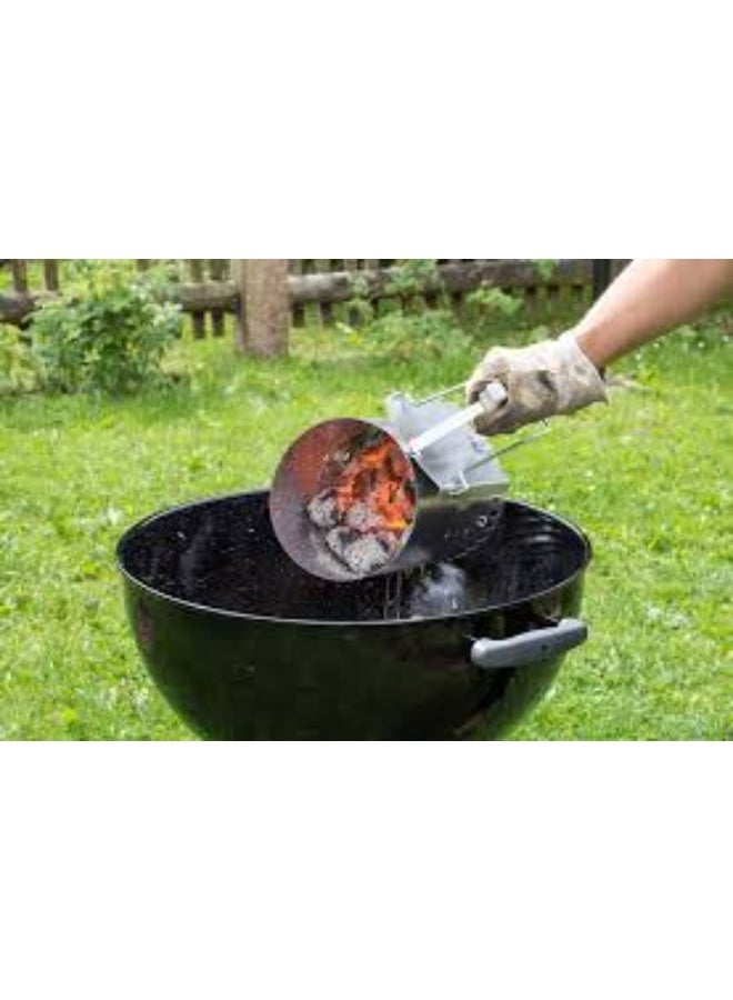 LK's Heavy-Duty Charcoal Chimney Starter – Compact BBQ Charcoal Igniter with Heat Shield and Polypropylene Handle – Easy-to-Use Grill Tool for Quick Charcoal Lighting – Black Mild Steel - Image 3