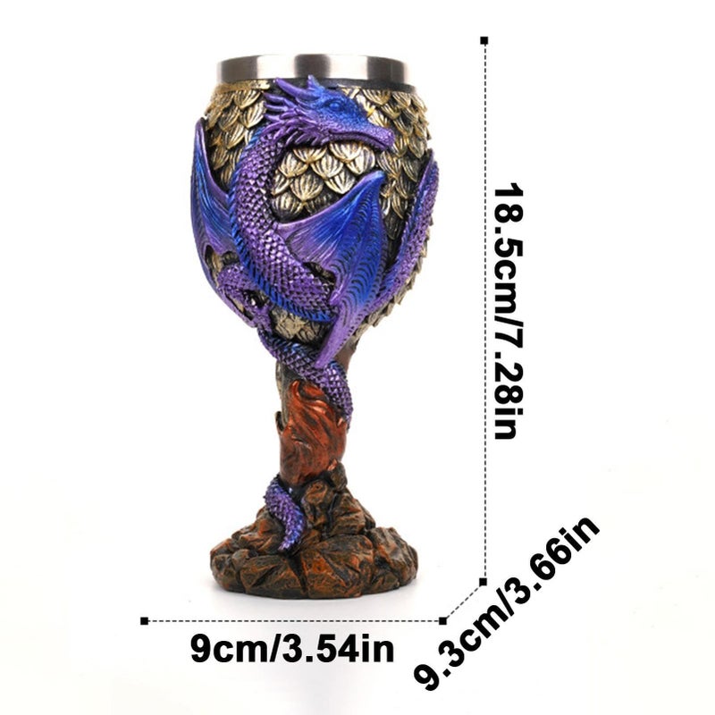 كأس تنين القرون الوسطى الأرجواني من الفولاذ المقاوم للصدأ، كأس شرب آمن متعدد الأغراض - Image 5