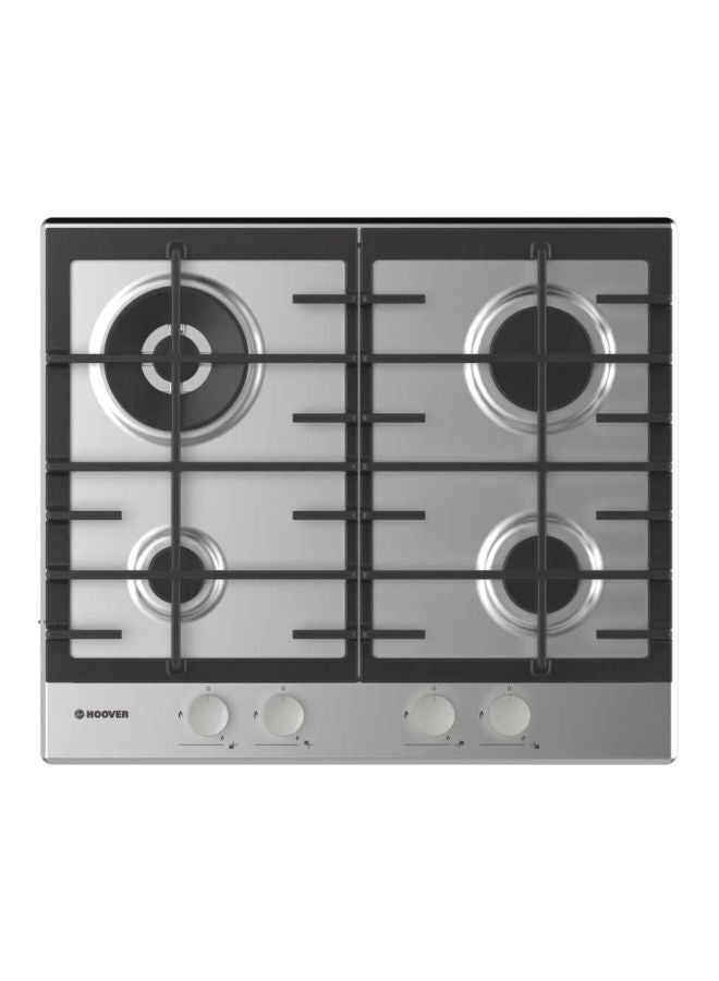 هوفر H-Hob 300 4000W Gas Hob HHG6BR4MX Stainless Steel/Black - Image 1