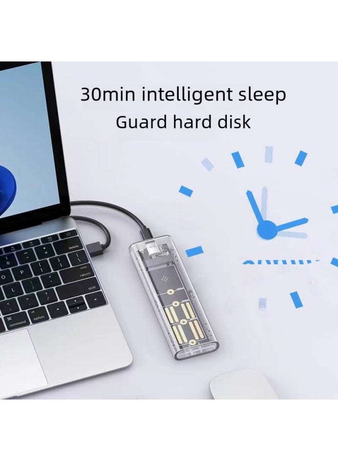 Transparent M.2 Solid State Drive Box Nvme Single Protocol 10gbps Mobile Laptop Ssd Mobile Disk M2 Hard Disk-Color:Dual Protocol 2 In 1 Line  - Image 5