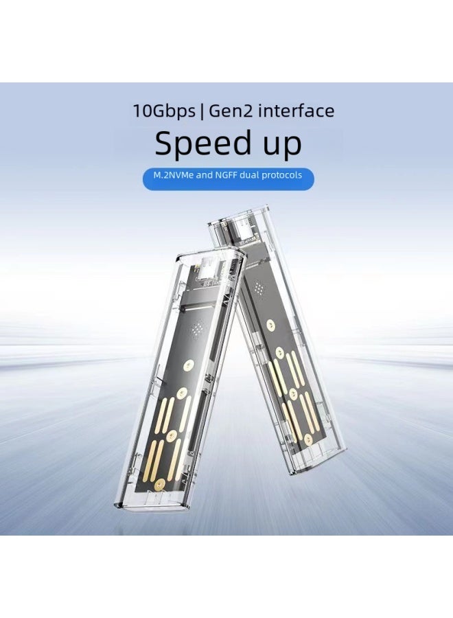 Transparent M.2 Solid State Drive Box Nvme Single Protocol 10gbps Mobile Laptop Ssd Mobile Disk M2 Hard Disk-Color:Dual Protocol 2 In 1 Line  - Image 2