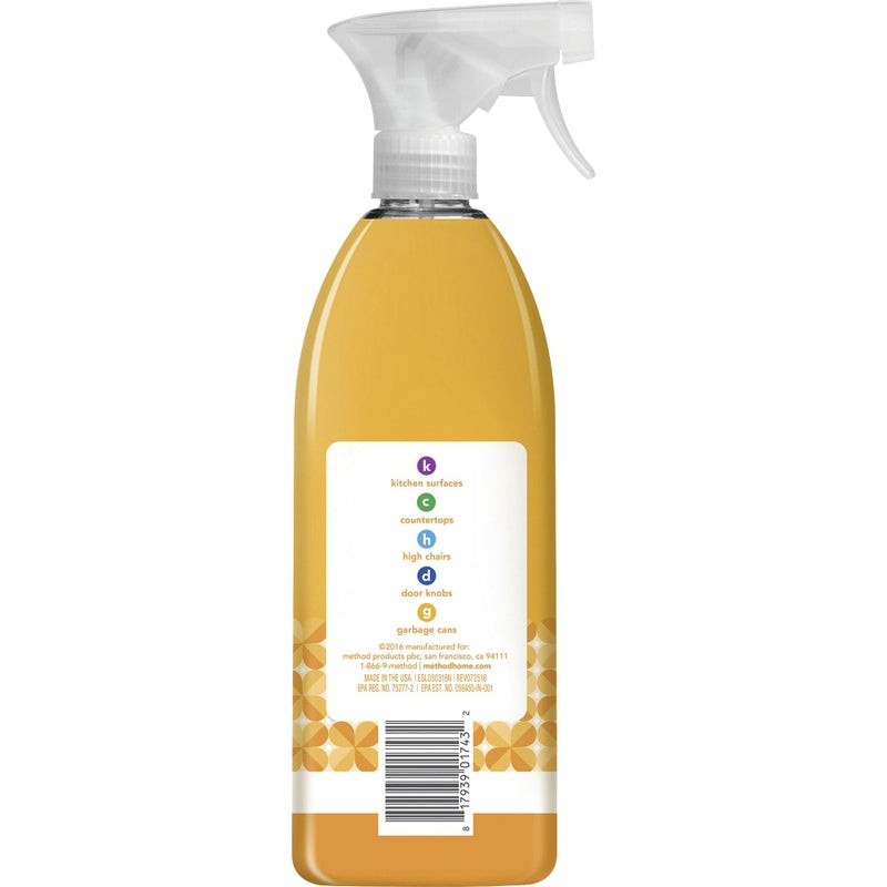 Method سبراي منظف متعدد الاستخدامات مضاد للبكتيريا، ليمون، يقضي على 99.9% من الجراثيم المنزلية، 28 أونصة سائلة - Image 2
