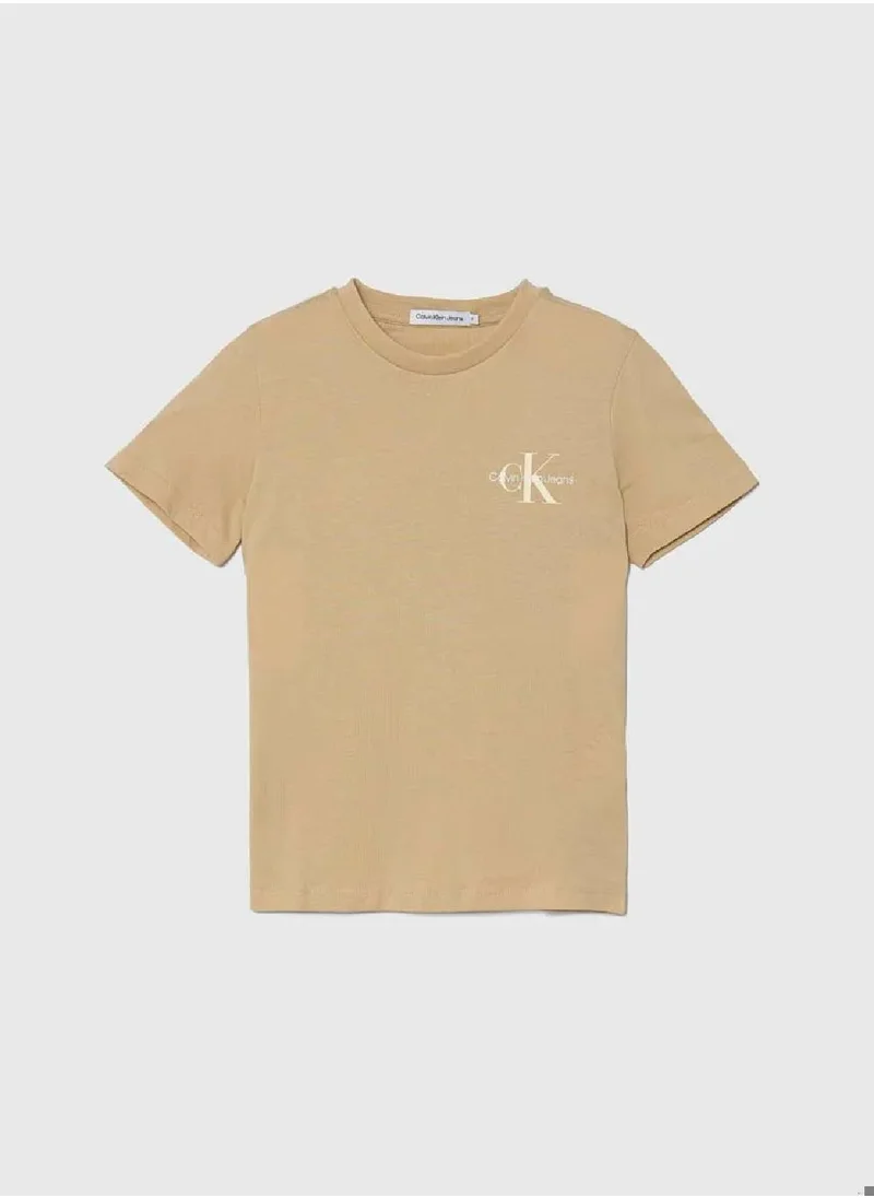 Calvin Klein Jeans Kids' Logo T-Shirt - Cotton jersey, Beige