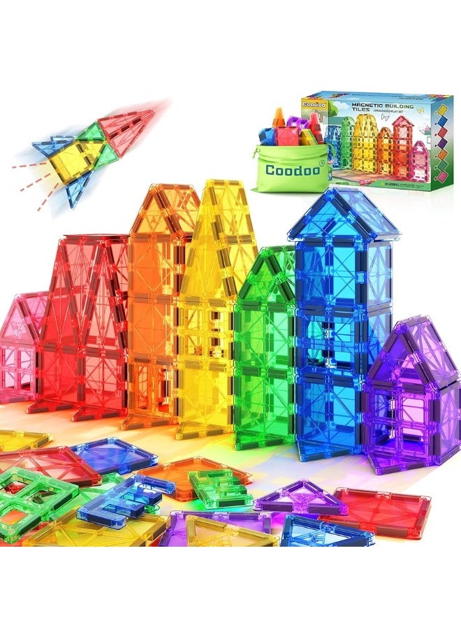Coodoo - Kids Toys Magnetic Tiles Starter Set Classroom Must Haves, Magnetic Blocks for Toddlers Magnet Building Toys Preschool Montessori Learning Games for 3+ Year Old Boys & Girls - Image 1