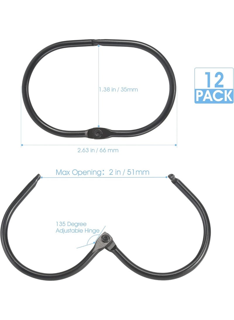 Shower Curtain Rings, Shower Curtain Hooks, Black Shower Curtain Hooks Rings Rust Proof, Anti-Drop Smooth Shower Rings for Curtain, 24 Pcs Metal Shower Hooks for Shower Curtain Rod Bathroom - Image 5