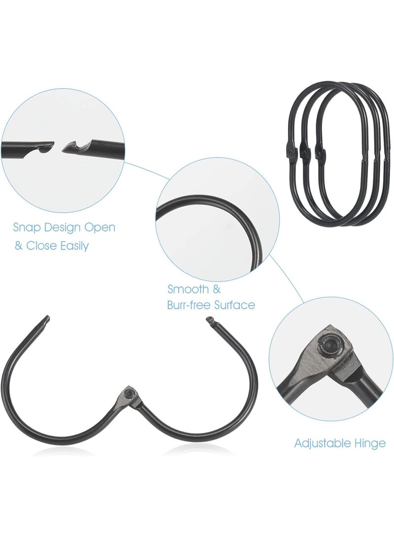 Shower Curtain Rings, Shower Curtain Hooks, Black Shower Curtain Hooks Rings Rust Proof, Anti-Drop Smooth Shower Rings for Curtain, 24 Pcs Metal Shower Hooks for Shower Curtain Rod Bathroom - Image 4