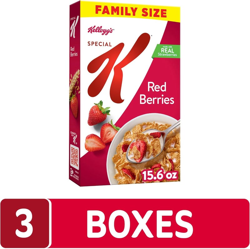 SPECIAL K Kellogg's Special K Red Berries Breakfast Cereal, Family Size, 3 Boxes of 15.6 oz Each - Image 3