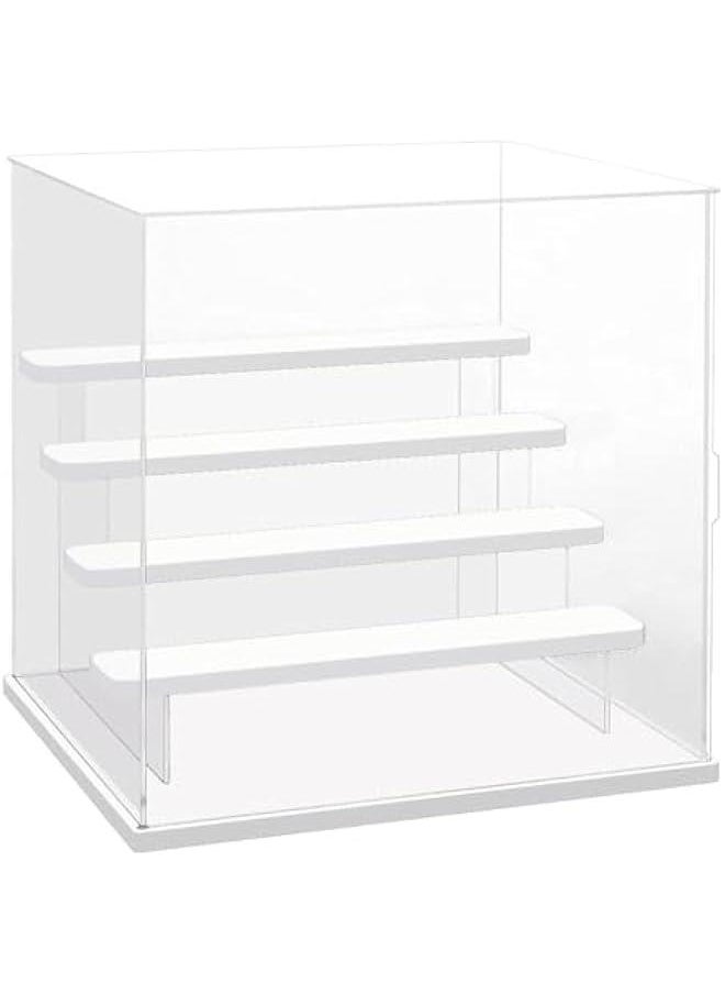 Arabest - 5 Tier Clear Acrylic Display Case for Collectibles, Mini Figures, Pop Mart, Labubu, Sonny Angel, Smiski - Assemble Dustproof Acrylic Display Box with Door, Stand (White Base Step) - Image 1