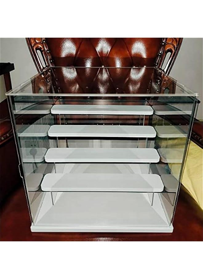Arabest - 5 Tier Clear Acrylic Display Case for Collectibles, Mini Figures, Pop Mart, Labubu, Sonny Angel, Smiski - Assemble Dustproof Acrylic Display Box with Door, Stand (White Base Step) - Image 1