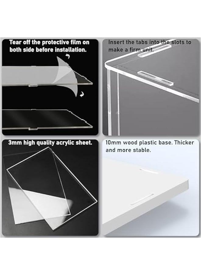 Arabest - 5 Tier Clear Acrylic Display Case for Collectibles, Mini Figures, Pop Mart, Labubu, Sonny Angel, Smiski - Assemble Dustproof Acrylic Display Box with Door, Stand (White Base Step) - Image 1