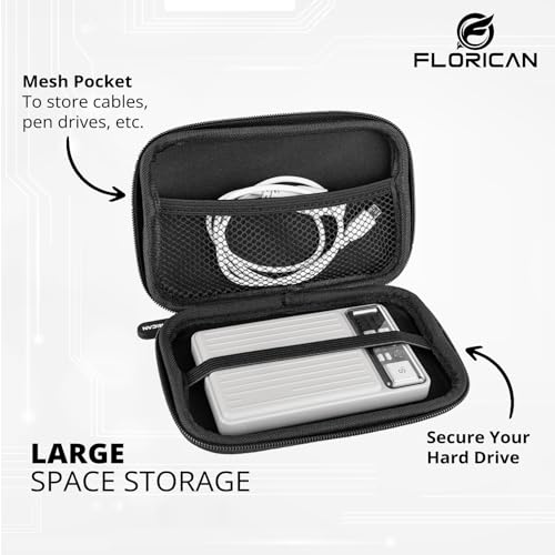 FLORICAN Shockproof EVA Hard Disk Case for All 2.5" Hard Disks/Travel Friendly Case (Black) - Image 4