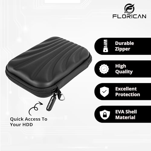 FLORICAN Shockproof EVA Hard Disk Case for All 2.5" Hard Disks/Travel Friendly Case (Black) - Image 2