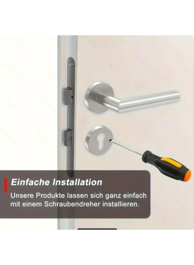 Stainless Steel Door Handle Kit Silvery L Shaped Cylinder For Indoor Office Basement - Image 4